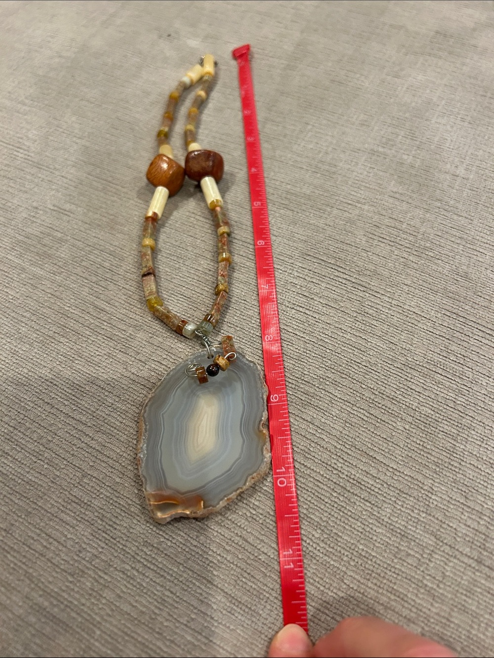 Handmade Brown and Cream Agate Pendant Necklace image 4
